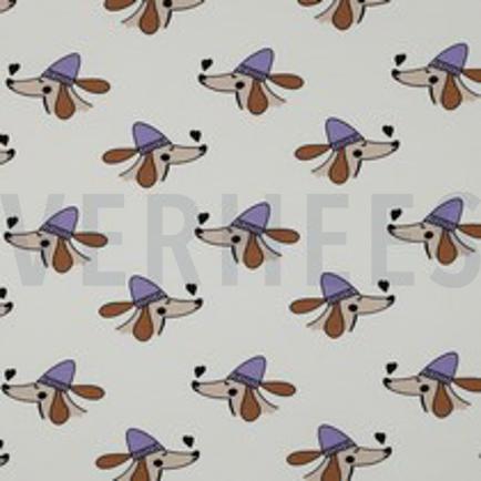 FRENCH TERRY DOGS AND HEARTS OFF WHITE (thumbnail)