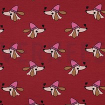 FRENCH TERRY HUNDE UND HERZEN ROT (thumbnail)