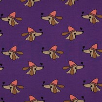 FRENCH TERRY HUNDE UND HERZEN LILA/VIOLETT (thumbnail)