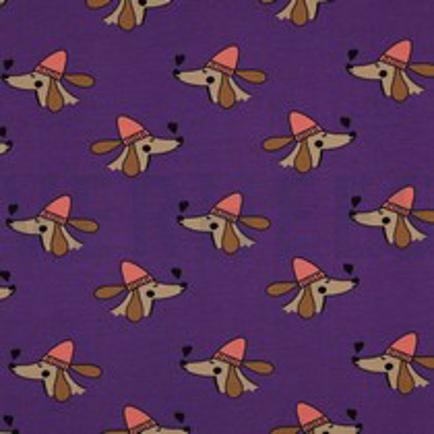 FRENCH TERRY DOGS AND HEARTS PURPLE (thumbnail)