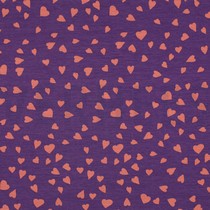 FRENCH TERRY HUNDE UND HERZEN LILA/VIOLETT (thumbnail)
