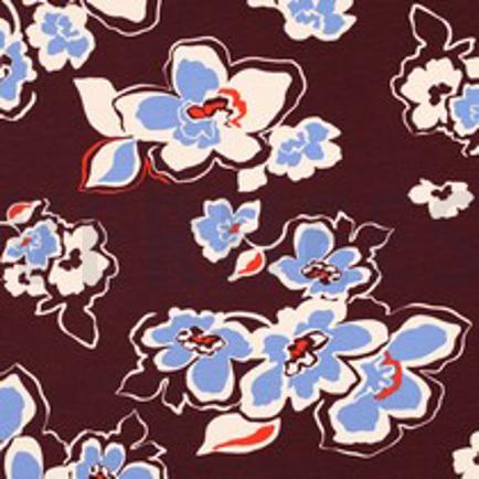 FRENCH TERRY FLOWERS BURGUNDY (thumbnail)