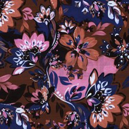 FRENCH TERRY DIGITAL FLOWERS BROWN (thumbnail)