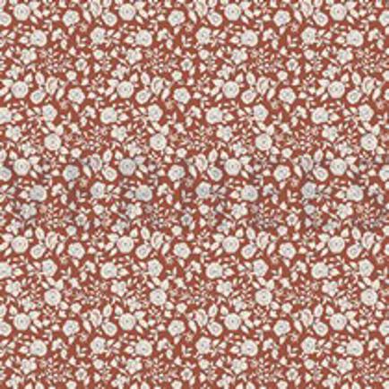 BAMBOE KATOEN JERSEY BLOEMEN DONKERROOD (thumbnail)
