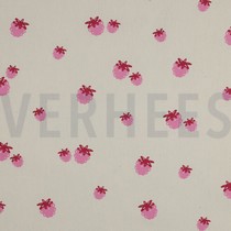 POPELINE DE COTON GOTS NATUREL BAIES NATUREL / FUCHSIA (thumbnail)