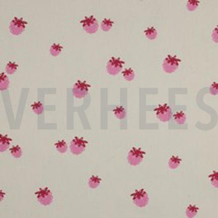 BAUMWOLLE POPELINE GOTS NATUR BEEREN NATUR/FUCHSIA (thumbnail)