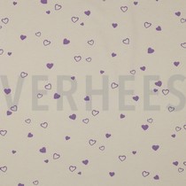 JERSEY GOTS NATURAL HEARTS NATURAL / LILAC (thumbnail)