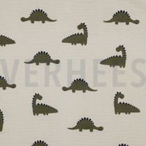 DOUBLE GAZE DE COTON GOTS NATUREL DINOSAURES NATUREL (thumbnail)