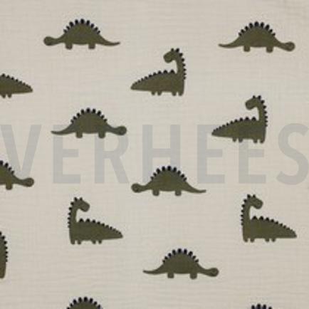 DOUBLE GAUZE GOTS NATUREL DINOSAURUSSEN NATUREL (thumbnail)