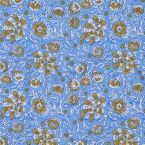 HANDCRAFTED BLOCK-PRINTED COTTON FLOWERS BLUE (thumbnail)