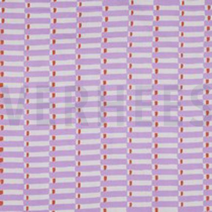 COTON IMPRIMÉ BLOCK FAIT MAIN GÉOMÉTRIQUE LILAS (thumbnail)