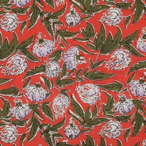 HANDCRAFTED BLOCK-PRINTED COTTON FLOWERS CORAL (thumbnail)