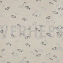 DOUBLE GAZE DE COTON GOTS NATUREL POISSONS NATUREL (thumbnail)