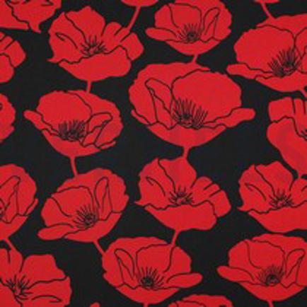 ROYAL MICRO SATIJN BLOEMEN ZWART (thumbnail)