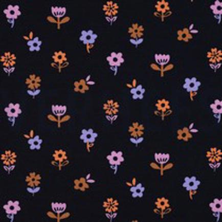 JERSEY GAUFRÉ FLEURS BLEU MARINE (thumbnail)