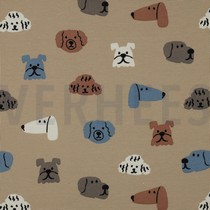JERSEY GAUFRÉ CHIENS BRUN CLAIR (thumbnail)