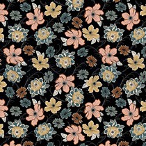 VISCOSE ROSELLA STRETCH BLOEMEN ZWART (thumbnail)