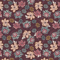 VISCOSE ROSELLA STRETCH BLOEMEN AUBERGINE (thumbnail)