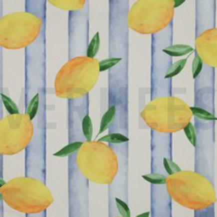 TOILE DÉCORATION DIGITAL CITRONS BLEU (thumbnail)