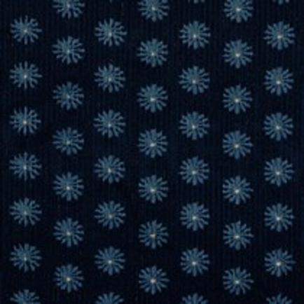 GEWASSEN RIBCORDUROY BLOEMEN MARINEBLAUW (thumbnail)
