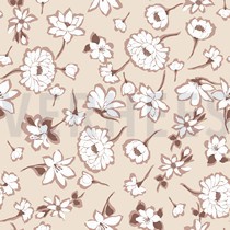 LEINEN GEWASCHEN GROSSE BLUMEN HELL SAND (thumbnail)