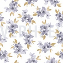 JERSEY DIGITAL BLUMEN UND BLÄTTER WEISS / LAVENDEL (thumbnail)