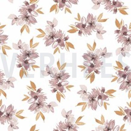 JERSEY DIGITAL FLEURS ET FEUILLES VIEUX ROSÉ PÂLE (thumbnail)