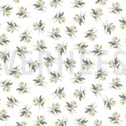 JERSEY DIGITAL FLEURS ET FEUILLES BLANC/VERT (thumbnail)