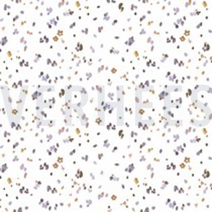 JERSEY DIGITAAL BLOEMEN EN BLADEREN WIT/LAVENDEL (thumbnail)