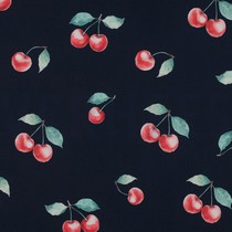 TABLECLOTH DIGITAL WATER REPELLENT CHERRIES NAVY (thumbnail)