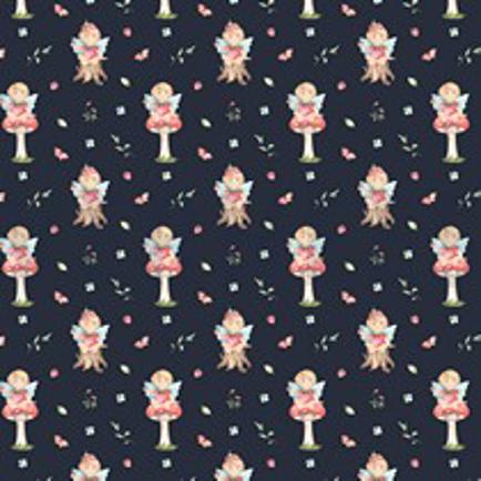KATOENEN POPLIN DIGITAAL LIEVE ELF MARINEBLAUW (thumbnail)
