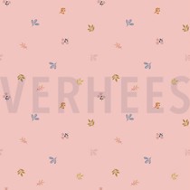 POPELINE DE COTON GOTS GIRAFE AVEC FLEURS ROSE POUDRÉ (thumbnail)