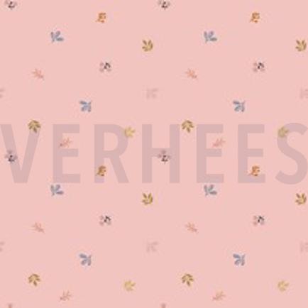 BAUMWOLLE POPELINE GOTS GIRAFFE MIT BLUMEN ROSÉ (thumbnail)