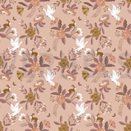 BAUMWOLLE POPELINE GOTS BLUMEN ALTROSA (thumbnail)