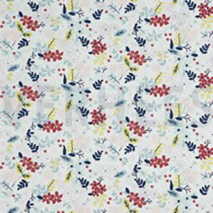 KATOENEN POPLIN GLITTER BLOEMEN WIT (thumbnail)