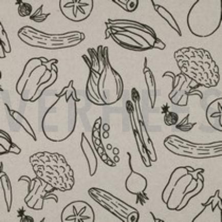 TOILE DÉCORATION LIN LOOK LÉGUMES NATUREL (thumbnail)