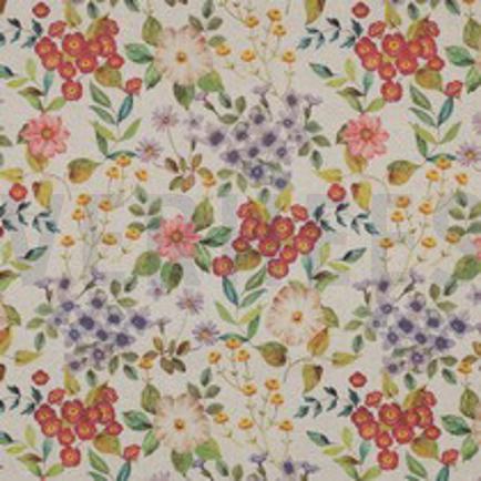 TOILE DÉCORATION LIN LOOK DIGITAL FLEURS NATUREL (thumbnail)
