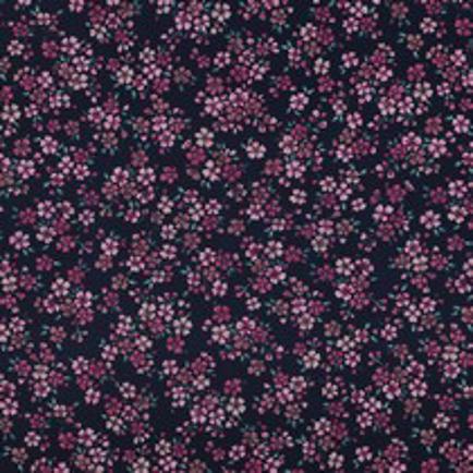 FIJNGEWEVEN KATOENEN POPLIN DIGITAAL BLOEMEN MARINEBLAUW (thumbnail)