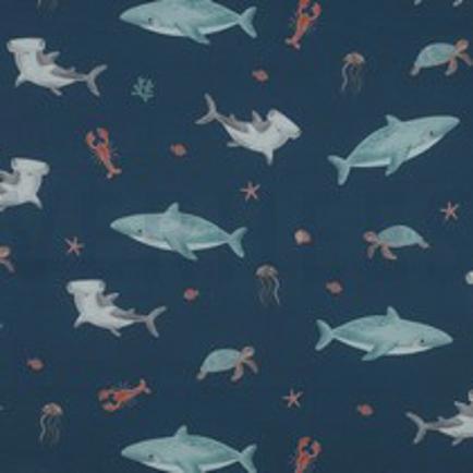 FINE POPLIN DIGITAL SEA LIFE PETROL (thumbnail)