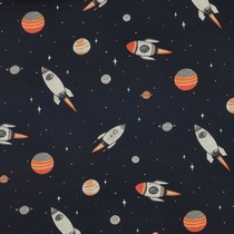 POPELINE DE COTON DIGITAL ESPACE BLEU MARINE (thumbnail)