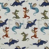 POPELINE DE COTON DRAGONS BLANC CASSÉ (thumbnail)