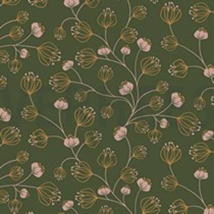 JERSEY FLOWERS FOREST GREEN (thumbnail)