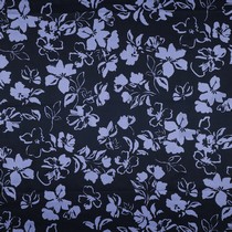 COTON SATIN FLEURS BLEU MARINE (thumbnail)