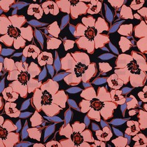 COTON SATIN FLEURS BLEU MARINE (thumbnail)