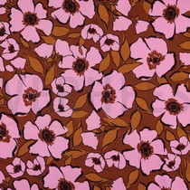 COTON SATIN FLEURS CARAMEL (thumbnail)