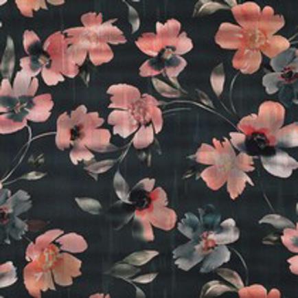 COTTON SATIN DIGITAL FLOWERS DARK PETROL (thumbnail)
