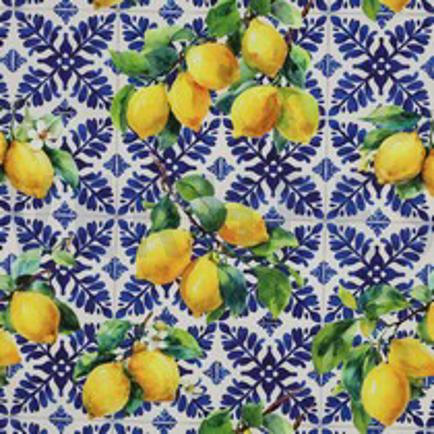 COTON VISCOSE DIGITAL CITRONS BLEU (thumbnail)