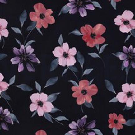 COTON VISCOSE DIGITAL FLEURS BLEU MARINE (thumbnail)