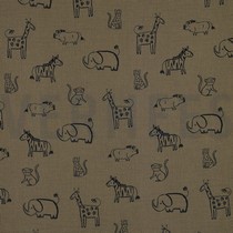 DOUBLE GAUZE SAFARI DIEREN GROEN (thumbnail)