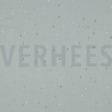 DOUBLE GAZE DE COTON FOIL RAYURES MENTHE/OR (thumbnail)